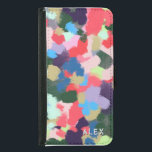 Multicolor Moderner Personalisierter Name Blau Grü Geldbeutel Hülle Für Das Samsung Galaxy S5<br><div class="desc">Originelle,  digitale Acrylmalerei mit einem farbenfrohen,  modernen Design in Blues,  Grüntöne,  Pinks und lila. Personalisiert mit dem Namen oder Text Ihrer Wahl.</div>