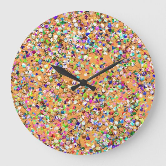 Multicolor Mosaic Modern Grit Glitzer #9 Große Wanduhr (Vorderseite)