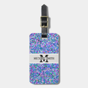 Multicolor Mosaic Modern Grit Glitzer Monogram Gepäckanhänger