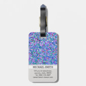 Multicolor Mosaic Modern Grit Glitzer Monogram Gepäckanhänger (Rückseite vertikal)