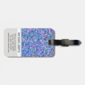 Multicolor Mosaic Modern Grit Glitzer Monogram Gepäckanhänger (Rückseite horizontal)