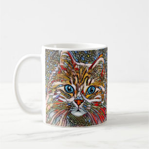 Multicolor Mosaic Style Cat 699 digitale Kunst Kaffeetasse