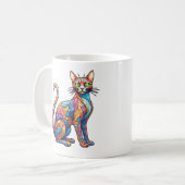 Multicolor Mosaik lustige Katze 756 Kaffeetasse (Vorderseite Links)