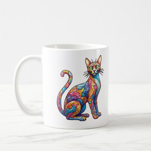 Multicolor Mosaik lustige Katze 756 Kaffeetasse (Links)