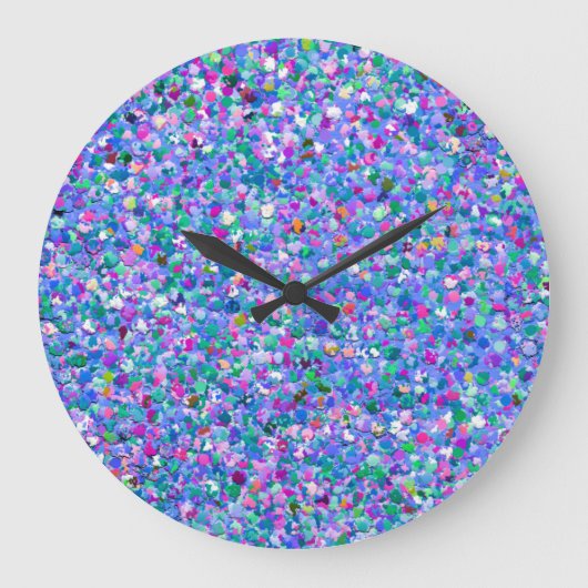 Multicolor Mosaik Modern Grit Glitzer Große Wanduhr (Vorderseite)
