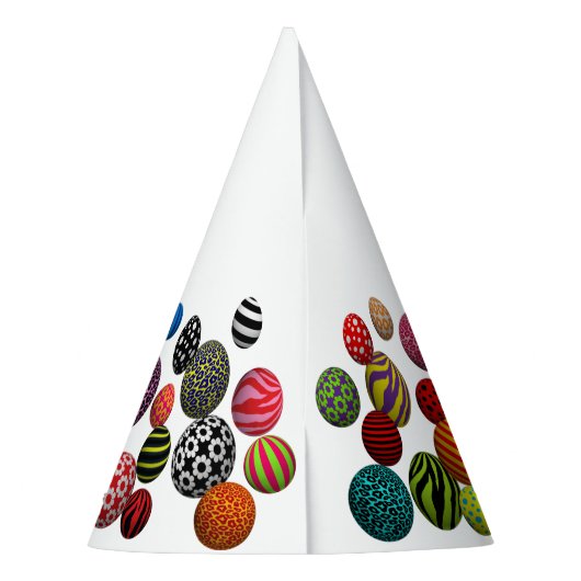 Multicolor-Multimuster-Balls Partyhütchen (Rückseite)