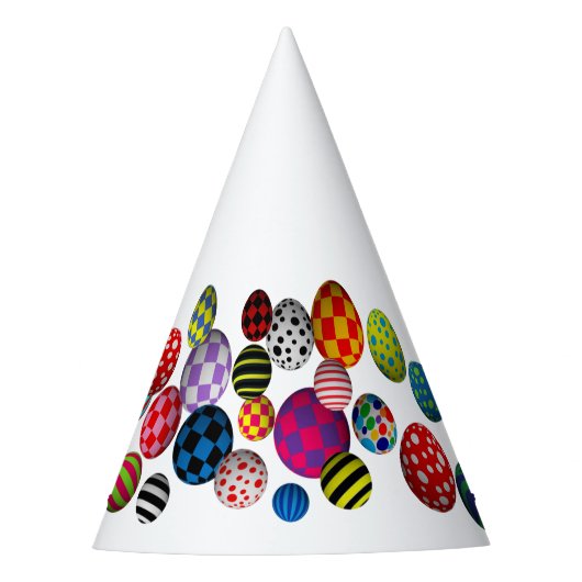 Multicolor-Multimuster-Balls Partyhütchen (Vorderseite)