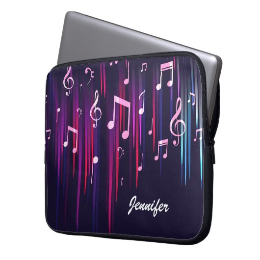 Multicolor-Musiknoten und benutzerdefinierte Monog Laptopschutzhülle (Vorderseite Links)