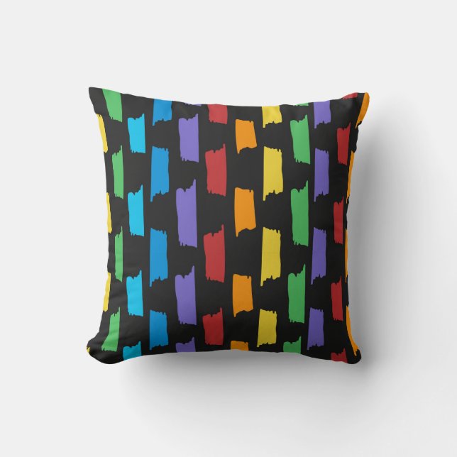 Multicolor-Muster auf schwarz Kissen (Vorderseite)