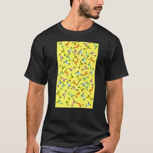 Multicolor Muster eines australischen Mülleimervog T-Shirt (Vorderseite)