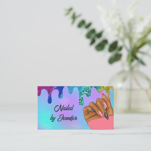 Multicolor Nail Tech Visitenkarte (Stehend Vorderseite)