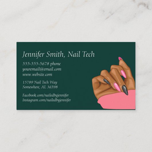 Multicolor Nail Tech Visitenkarte (Rückseite)