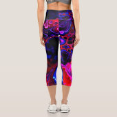 Multicolor Neon Liquid Abstrakt Art Capri Leggings (Rückseite)