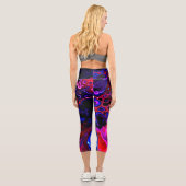 Multicolor Neon Liquid Abstrakt Art Capri Leggings (Rückseite)