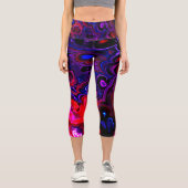 Multicolor Neon Liquid Abstrakt Art Capri Leggings (Vorderseite)