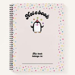 Multicolor-niedlich-Pinguin-Jonggler-Punkt-Noteboo Notizblock