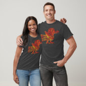 Multicolor Orange Aztec Bird Design T-Shirt (Unisex)