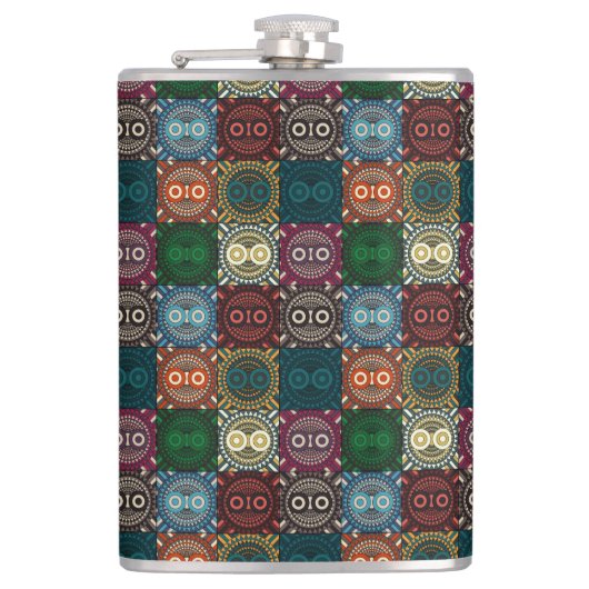 Multicolor Owl Muster Flachmann (Vorderseite)