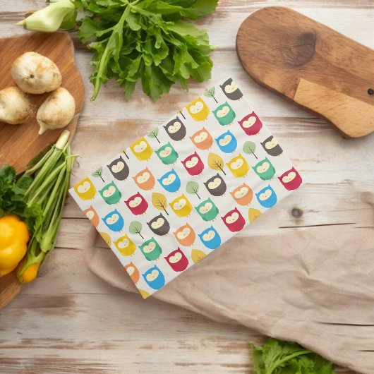 Multicolor Owl Muster Geschirrtuch