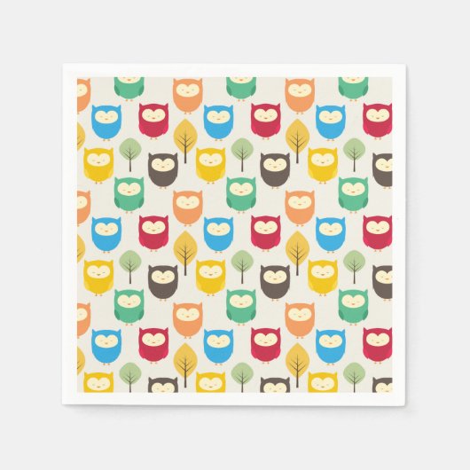 Multicolor Owl Muster Serviette (Vorderseite)