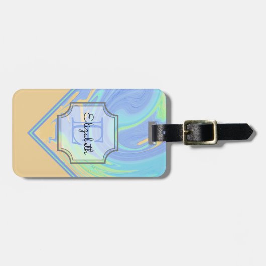 Multicolor Paint Swirl | Initial Letter Monogram Gepäckanhänger (Vorderseite horizontal)