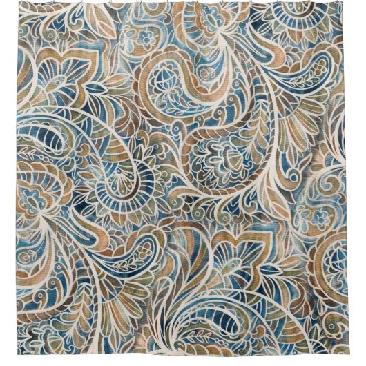 Multicolor Paisley HandGezeichnet Print Duschvorhang (Vorderseite)