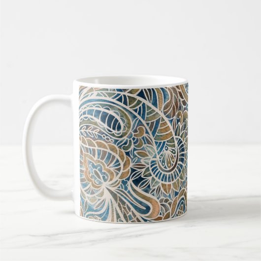 Multicolor Paisley HandGezeichnet Print Kaffeetasse (Links)