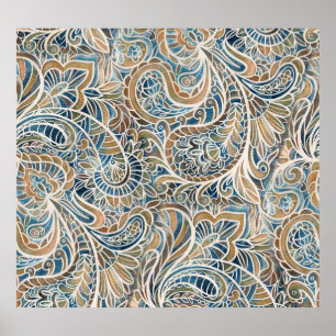 Multicolor Paisley HandGezeichnet Print Poster
