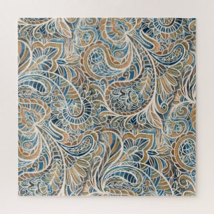 Multicolor Paisley HandGezeichnet Print Puzzle