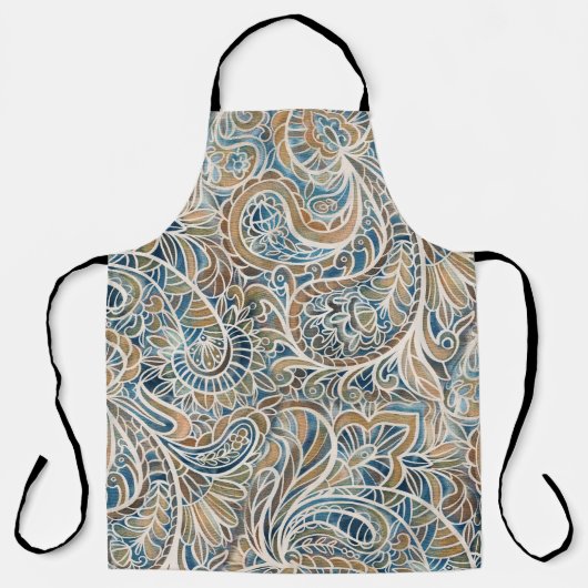 Multicolor Paisley HandGezeichnet Print Schürze (Vorderseite)