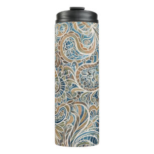 Multicolor Paisley HandGezeichnet Print Thermosbecher