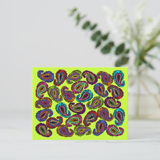 Multicolor Paisley Postkarte (Stehend Vorderseite)