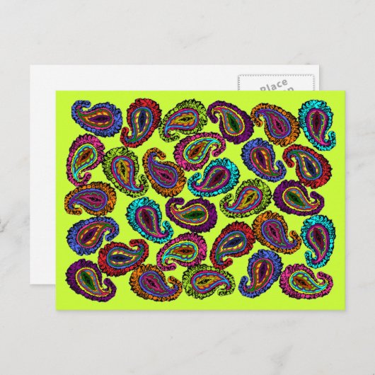 Multicolor Paisley Postkarte (Vorne/Hinten)
