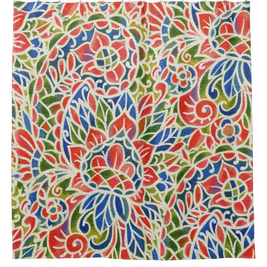 Multicolor Paisley Print Batik Muster Duschvorhang (Vorderseite)