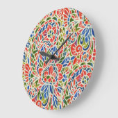 Multicolor Paisley Print Batik Muster Große Wanduhr (Winkel)