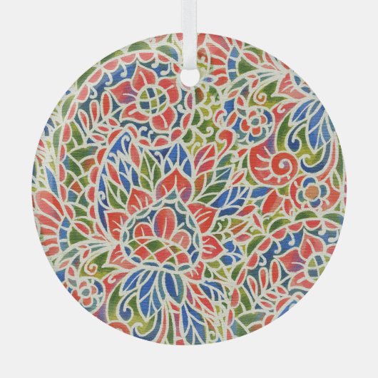 Multicolor Paisley Print Batik Muster Ornament Aus Glas (Vorderseite)