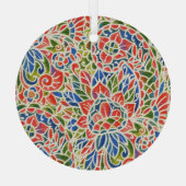 Multicolor Paisley Print Batik Muster Ornament Aus Glas (Rückseite)
