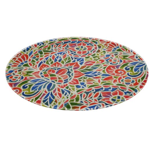 Multicolor Paisley Print Batik Muster Schneidebrett (Ecke)