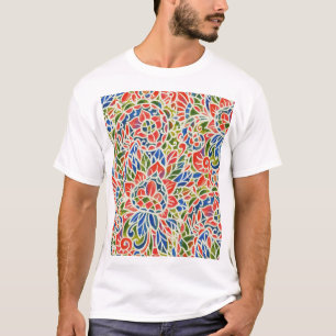 Multicolor Paisley Print Batik Muster T-Shirt