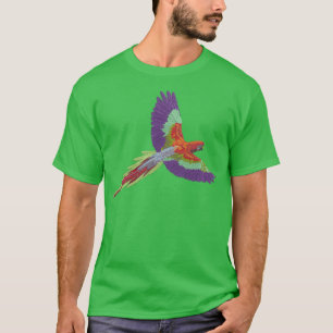 Multicolor-Parrot-Stickerei T-Shirt