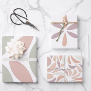 Multicolor Pastel Abstrakt floral Botanisch Geschenkpapier Set
