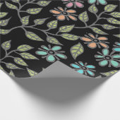 Multicolor Pastel Floral auf schwarzem Hintergrund Geschenkpapier (Ecke)