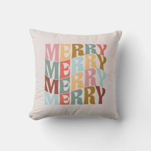 Multicolor Pastel Retro Wave Boho Xmas Merry Kissen