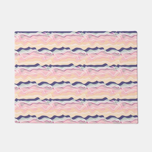 Multicolor Pastel Wave Pattern Fußmatte (Vorderseite)