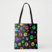 Multicolor Paw Prints Design Tote Bag Tasche (Vorderseite)