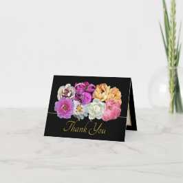 Multicolor Peonies Botanical Elegant Thank You Karte