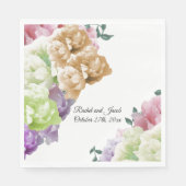 Multicolor Peonies Hochzeitspapier Napkins Serviette (Vorderseite)