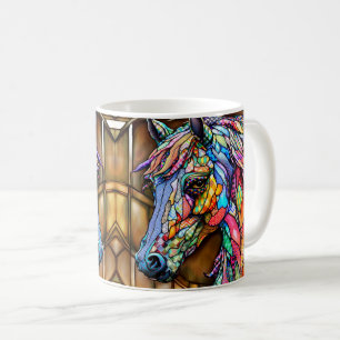 Multicolor Pferde Gestaltete Glasmosaike 14 Kaffeetasse