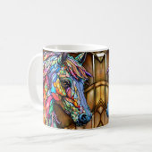 Multicolor Pferde Gestaltete Glasmosaike 14 Kaffeetasse (Vorderseite Links)