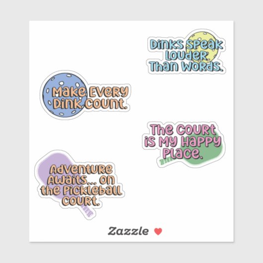 Multicolor Pickleball Player Sticker Pack (Blatt)